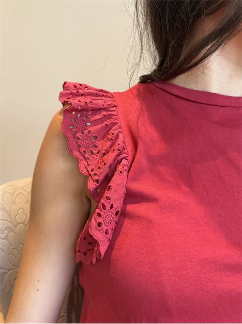 T-shirt manica pizzo san gallo DIECI MINUTI | 80473